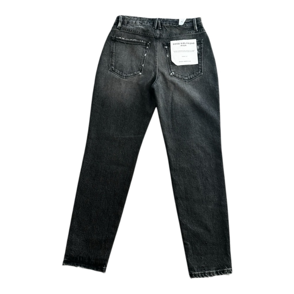 Good American Good Girlfriend High Rise Distressed Black Jeans Size 00/24 - Picture 3 of 12